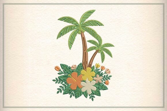 Tropical Palm and Flower Embroidery Design Review
